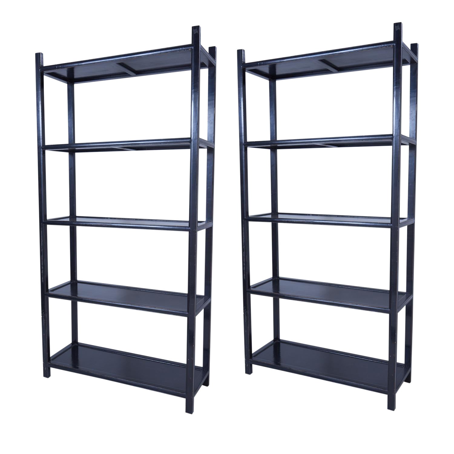 Schumacher Japanese Etageres Wooden Shelves A Pair Chairish