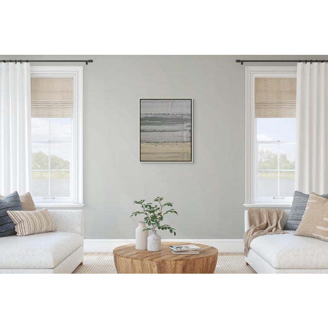 2020s 26" X 30" Framed Abstract Minimalist Seascape / Landscape Oil Painting by Diane Grant / Neutral Color Palette / Color Fields For Sale - Image 5 of 12