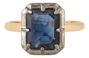 2.28 Carat Sapphire Georgian Style Black Rodium Solitaire Ring Size 6.5 in 18k Solid Gold