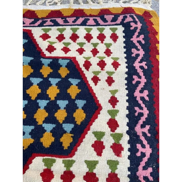 Vintage Senneh Kilim For Sale - Image 4 of 14