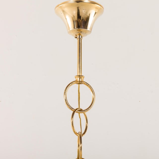 1970s Mid-Century Italian Brass and Opaline Glass Chandelier in the style of Romeo Rega, 1970s For Sale - Image 5 of 8