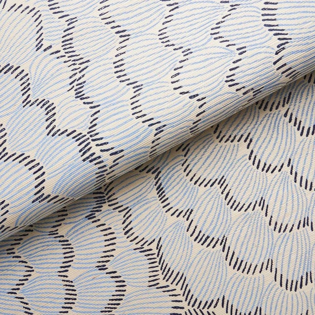 Schumacher Schumacher X Celerie Kemble Feather Bloom Wallpaper in Two Blues For Sale - Image 4 of 5