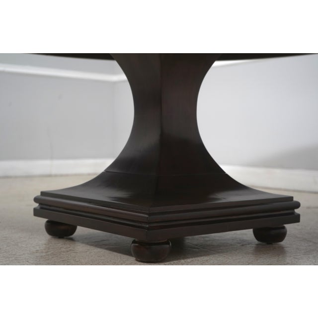 Brown Large Round Mahogany Dining Pedestal Conference Table For Sale - Image 8 of 14