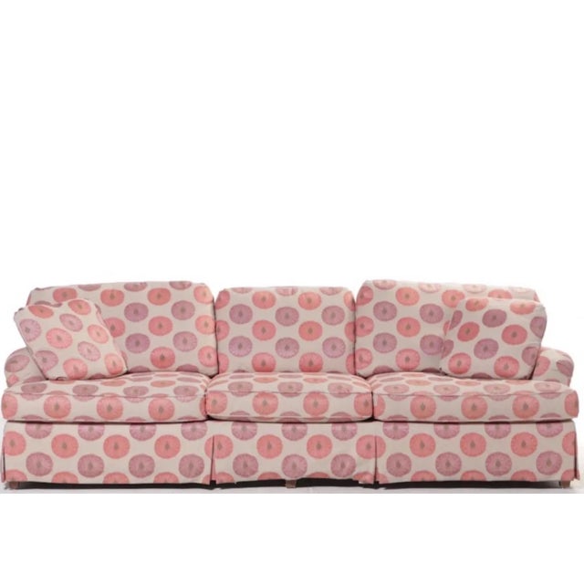 Orange Circa 1980s Custom Upholstered Three Seat Sofa In The Manner of Donghia For Sale - Image 8 of 9