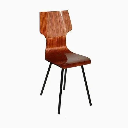 Wood Set of Italian Plywood Dining Chairs, 1950s For Sale - Image 7 of 7
