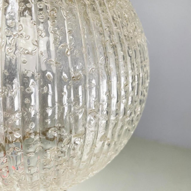 Metal Mid-Century Modern Italian Chandelier in Molded Glass, Brass and Metal, 1950s For Sale - Image 7 of 16