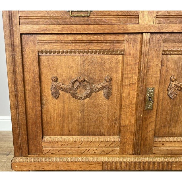 Wood Antique French Marble Top Oak Sideboard For Sale - Image 7 of 17
