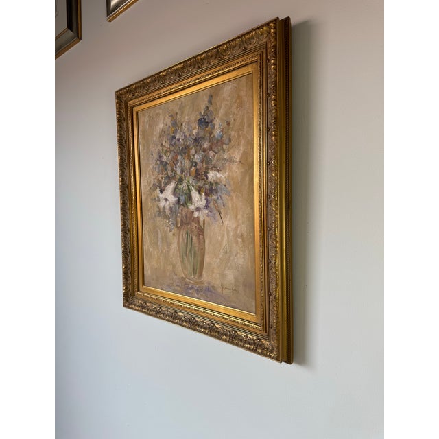 1980s Vintage Impressionist Bouquet- Still Life Floral Oil Painting by Jennifer For Sale - Image 4 of 12
