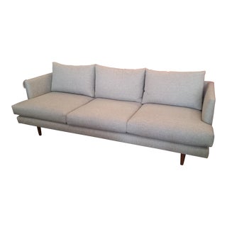 Mid-Century Style Gray Sofa, Narrow Arms For Sale