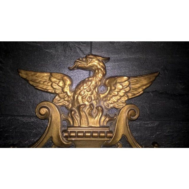 Gold Antique Victorian Gilt-Painted Cast Iron Eagle Mirrors, 1892, Set of 2 For Sale - Image 8 of 14