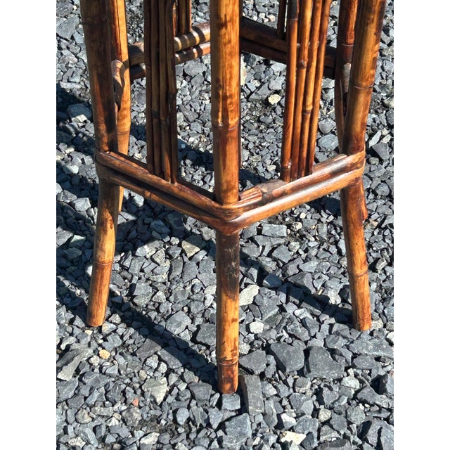 Vintage Bamboo and Rattan 6 Sided End Table or Stand For Sale - Image 4 of 12