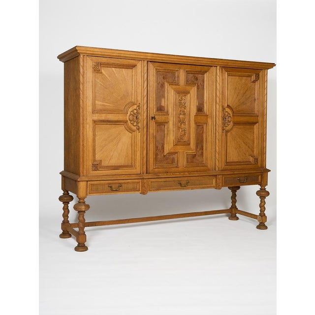 Sideboard with Carved Panels and Turned Legs, 1920s For Sale - Image 4 of 10