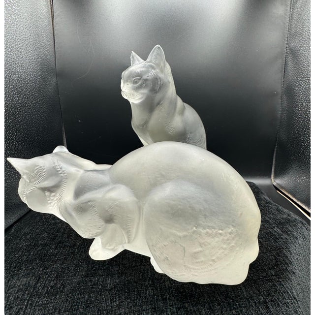1950s Two Cat by René Lalique in frosted glass For Sale - Image 5 of 12