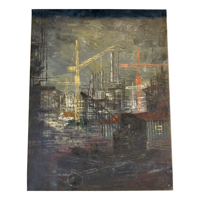 Albert, Construction Site, 1963, Oil on Canvas For Sale
