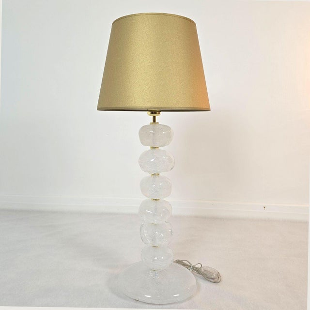 1990s Pair of Pebble Murano Glass Table Lamps, Mid Century For Sale - Image 4 of 12