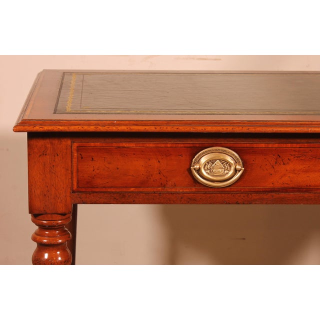 Mahogany Flat Desk with Drawers and Inlays, 19th-Century For Sale - Image 3 of 14