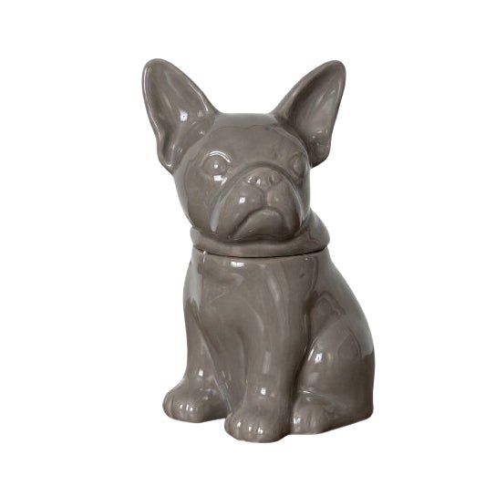 French Bulldog Cookie Jar in Taupe For Sale