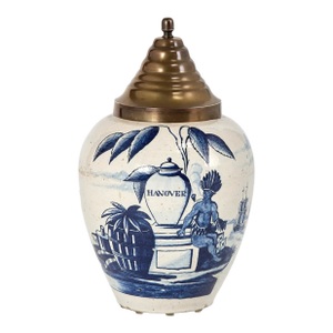 Antique Delft Glazed and Decorated Earthenware Tobacco Jar