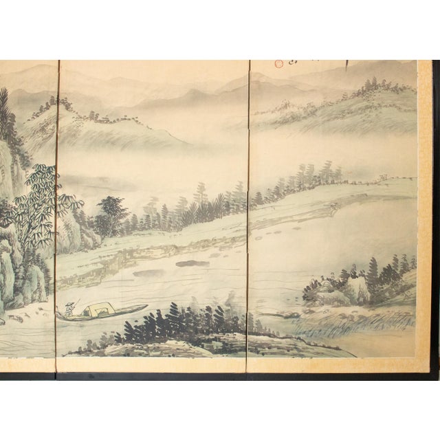 1970s Ming Style Monochrome Silk Screen "Mountain Landscape With River" For Sale In Dallas - Image 6 of 18
