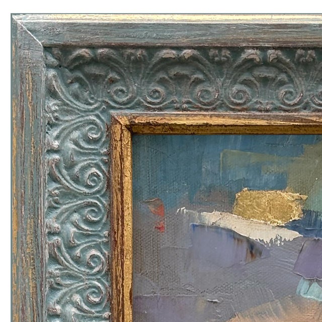 Various Artists Contemporary Abstract "Lily Pad" Oil Painting in Vintage Frame For Sale - Image 4 of 6