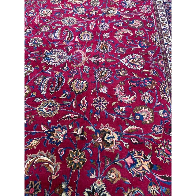 Textile 1960s Old Persian Mashad Area Rug 11'6" X 16'9" For Sale - Image 7 of 13