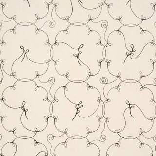 Schumacher X Backdrop Broderie Wallpaper In Black & Ivory For Sale