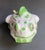 From the 1970s white and green frog condiment server, Palm Beach style in very good condition. Marked on the bottom Japan...