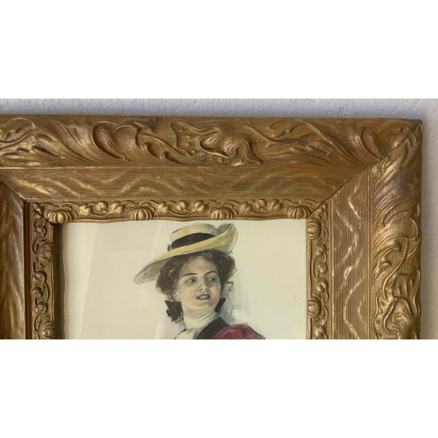 1900s Signed Harrison Fisher Lithograph Titled “A Blue Ribbon Winner” For Sale - Image 4 of 5
