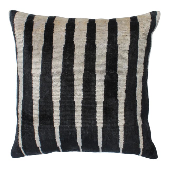 Contemporary Silk Velvet Ikat Bohemian Pillow For Sale