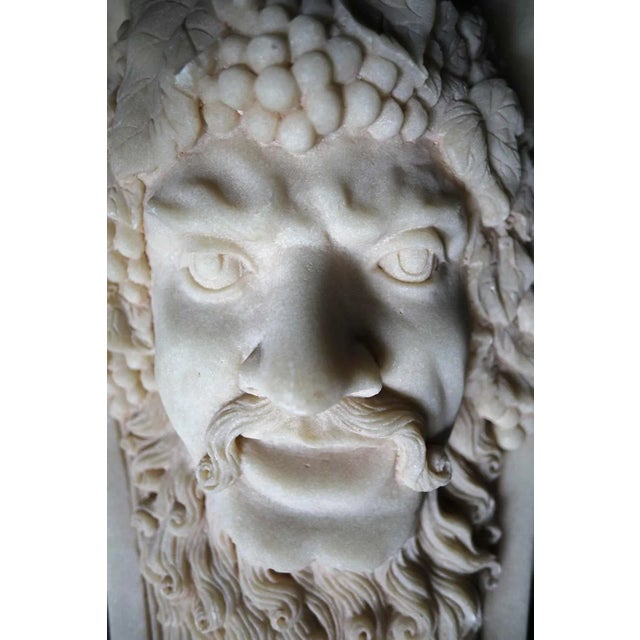 Vintage mythological high relief sculpture of a satyr in the form of a surface mounted keystone plaque. Nicely detailed...