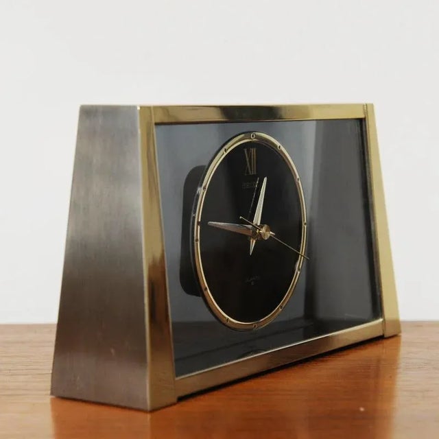 Vintage Brass and Glass Mantle Clock from Seiko, 1960s For Sale - Image 6 of 9