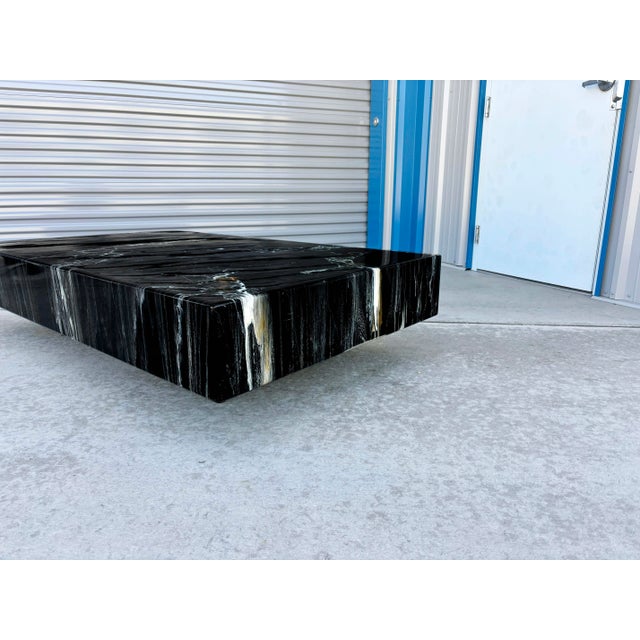 1970s Italian Black Faux Marble Floating Coffee Table Designed by Willy Rizzo For Sale - Image 12 of 12