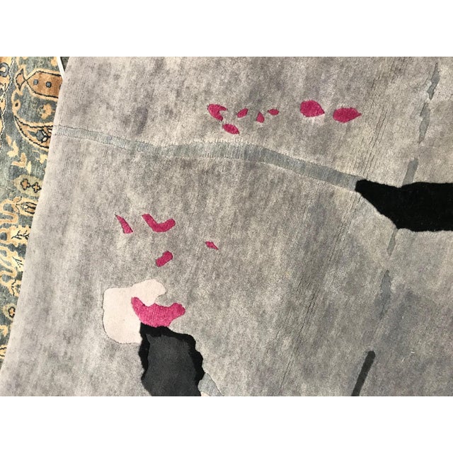 Handmade Grey, Ivory, Pink Splatter Rug by Eskayel for Doris Leslie Blau For Sale - Image 11 of 12