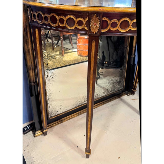 Late 20th Century Maitland Smith Style Recency Demilune Console Table For Sale - Image 5 of 6