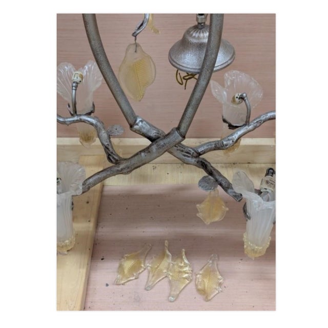 Murano Vintage Murano Gold Flake Glass Chandelier With "Silver" Branches For Sale - Image 4 of 9