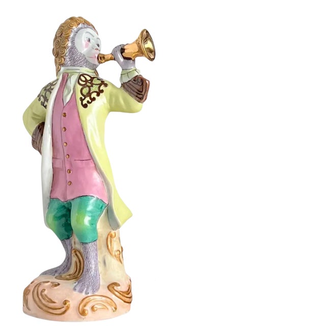 13 + In. Meissen Style "Affenkapelle" Monkey Trumpeter Figurine For Sale - Image 10 of 15