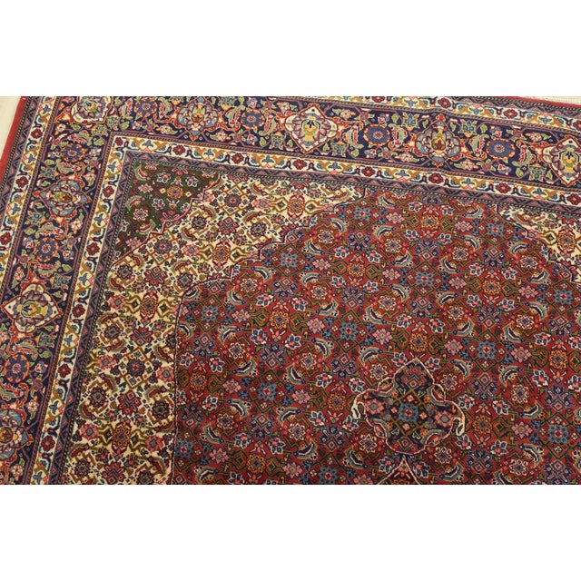 Textile Sarouk Rug 8’3” X 10’11” Red Wool Vintage Traditional Hand-Knotted Carpet For Sale - Image 7 of 15