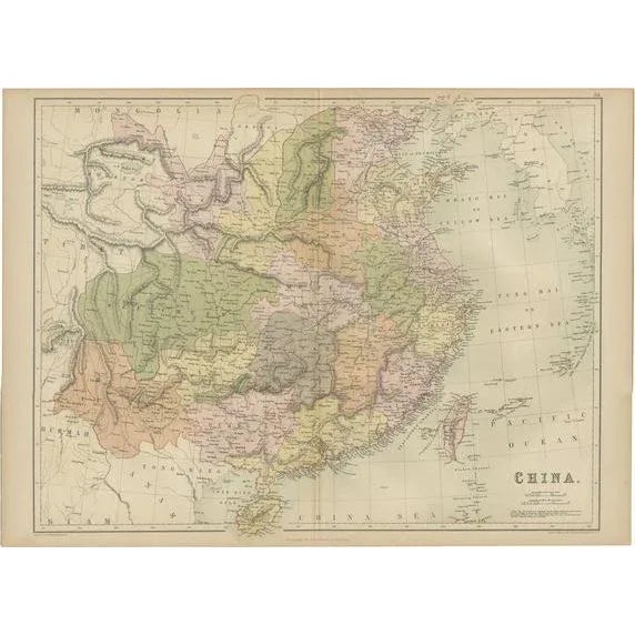 Paper Antique Map of China by A & C, 1870 For Sale - Image 7 of 7