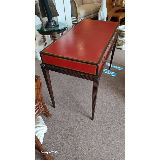 Wood Mid 20th Century Vintage Directoire Style Wood and Leather Writing Desk For Sale - Image 7 of 9