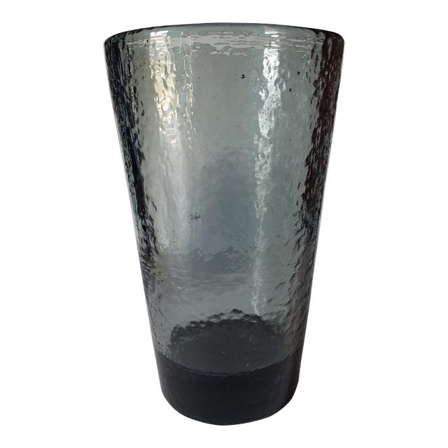 Vintage Cobalt Green Recycled Glass Tumbler – 1990s Handmade Art Glass | Coastal Barware For Sale