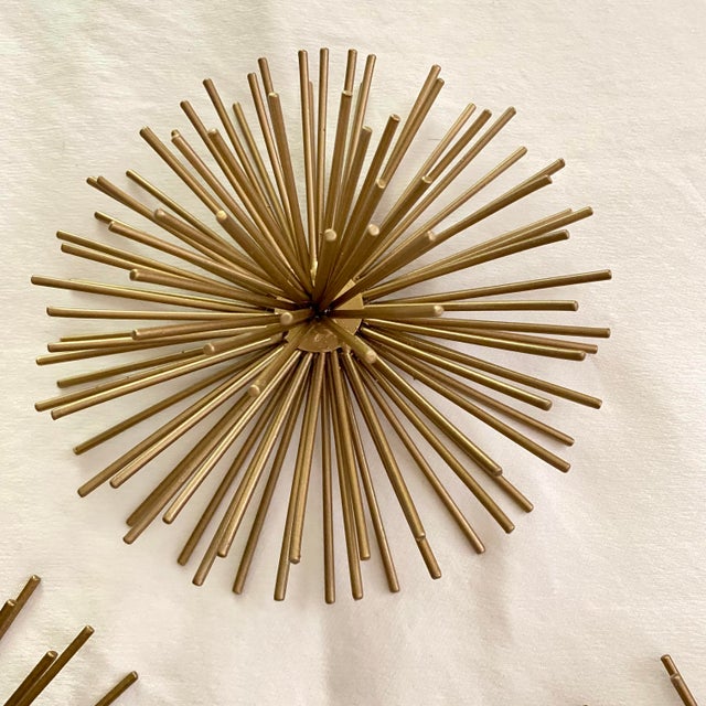 Gold Metal Starburst or "Sea Urchin" Wall Decor - Set of 3 For Sale - Image 11 of 11