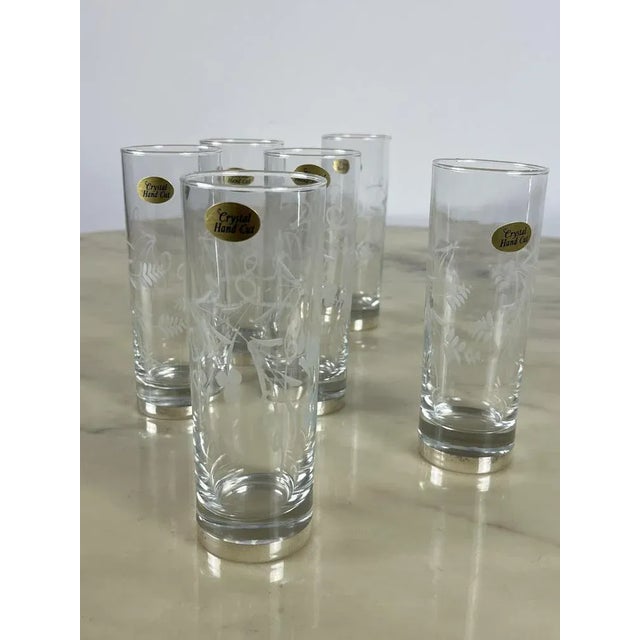 Crystal and Silver Glasses, 1970s, Set of 6 For Sale - Image 10 of 11