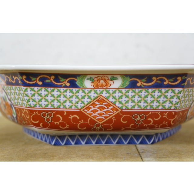 1982 Japanese Mann McMlxxxii Imari Octagonal Serving Platter & Bowl 12" For Sale - Image 10 of 15