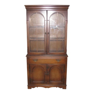 1950s Traditional Walnut Dining Room Storage Hutch For Sale