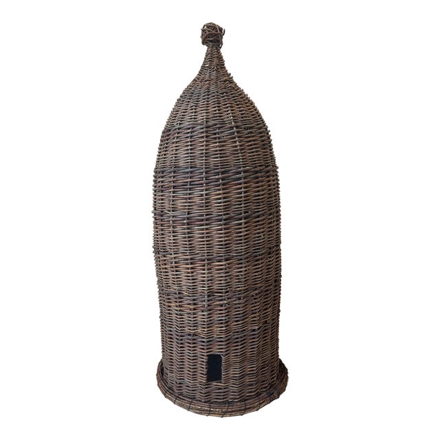 Vintage 36” Woven Wicker Bee Skep For Sale