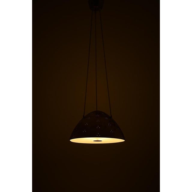 Ceiling Lamp with Dome-Shaped Brass Shade and Glass Diffuser from Paavo Tynell, 1952 For Sale - Image 4 of 7