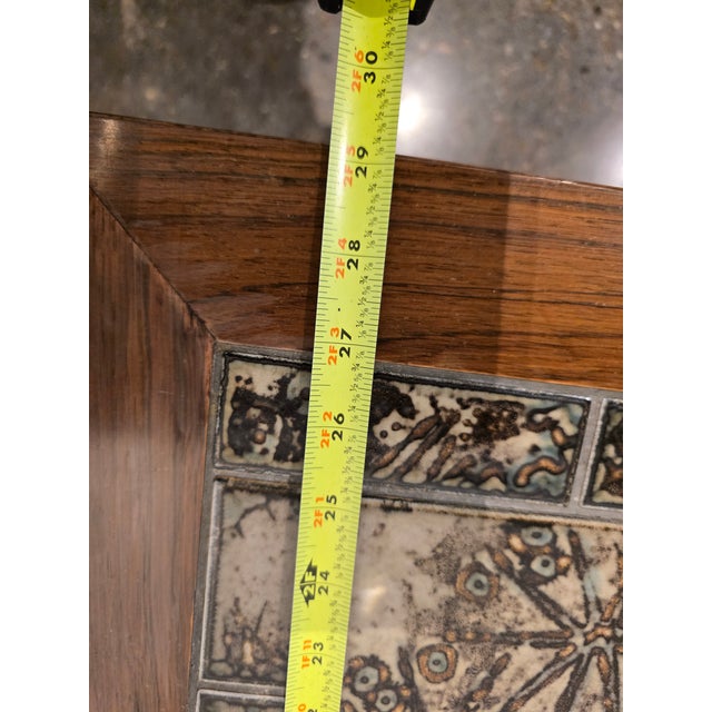 Wood Danish Modern Rosewood & Tile Coffee Table Vintage For Sale - Image 7 of 12