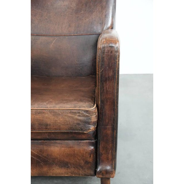 Vintage Brown Sheepskin Armchair For Sale - Image 9 of 14