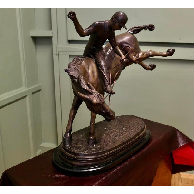 French Artist, Polo Player on Horse Back, 1930, Bronze For Sale - Image 4 of 8