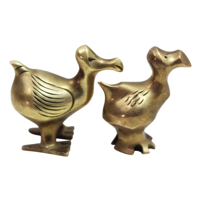 Modernist Brass Dodo Figures, 1970s, Set of 2 For Sale
